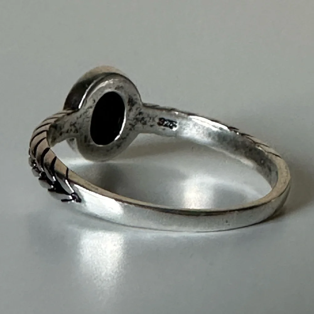 Sterling Silver Braided Onyx Ring
